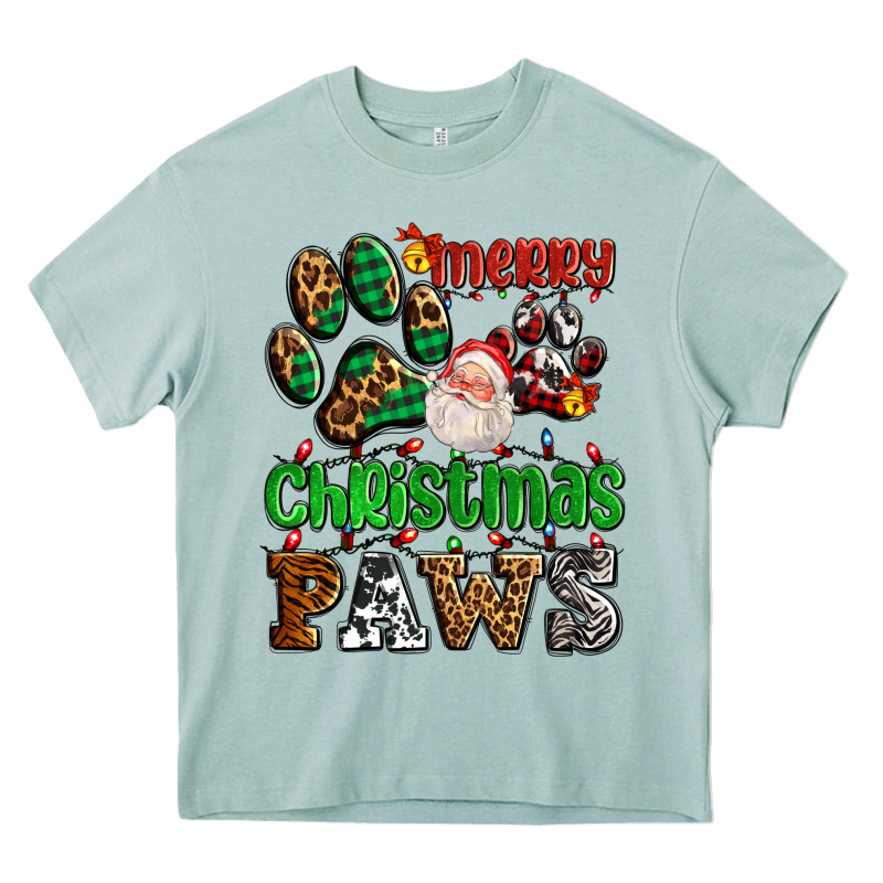 Merry Christmas Paws With Santa Heavy Core Tee by AdoDesignShop | Teevron