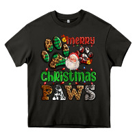 Asphalt merry christmas paws with santa Heavy Core Tee - AdoDesignShop
