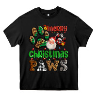 Black merry christmas paws with santa Heavy Core Tee - AdoDesignShop