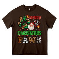 Chocolate Brown merry christmas paws with santa Heavy Core Tee - AdoDesignShop