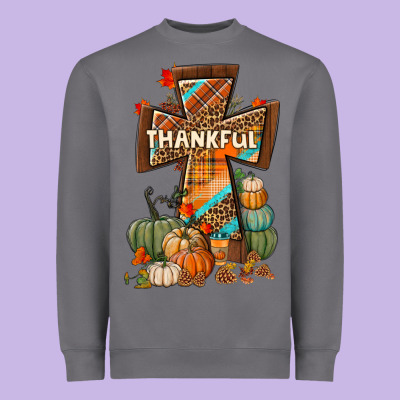 Thankful Fall Cross Heavyweight Sweatshirt Designed By Bundleandbundleshop