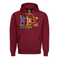 Burgundy Happy Hallothanksmas teeth Zipper Hoodie - texasbilliewilder