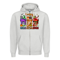 Dove Grey Happy Hallothanksmas teeth Zipper Hoodie - texasbilliewilder