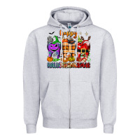 Heather Grey Happy Hallothanksmas teeth Zipper Hoodie - texasbilliewilder