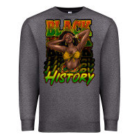 Charcoal Heather Black history afro woman Premium Sweatshirt - HowdyJamesFarm