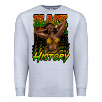 Heather Grey Black history afro woman Premium Sweatshirt - HowdyJamesFarm