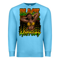 Ocean Blue Black history afro woman Premium Sweatshirt - HowdyJamesFarm