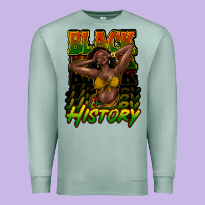 Black History Afro Woman Premium Sweatshirt Designed By Howdyjamesfarm