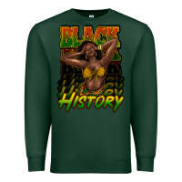 Sports Green Black history afro woman Premium Sweatshirt - HowdyJamesFarm