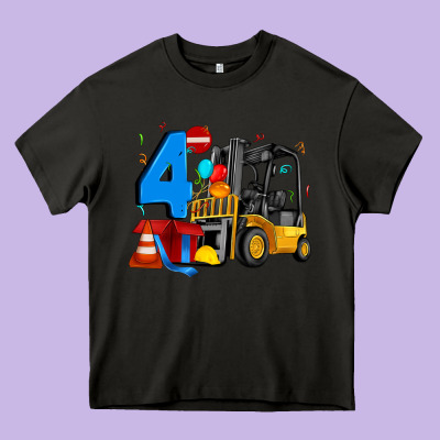 Forklift Birthday Four Heavy Core Tee Designed By Artiststas