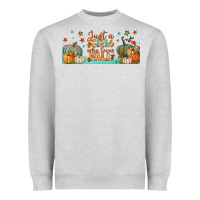 Heather Grey just a girl who loves fall libbey glass Heavyweight Sweatshirt - BundleAndBundleShop