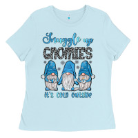 Baby Blue snuggle up gnomies it's cold outside Ladies Tee - JahusDesignShop