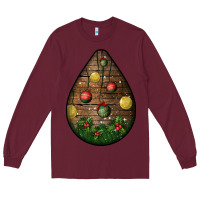Burgundy christmas  teardrop Long Sleeve Tee - BundleAndBundleShop
