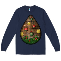 Navy christmas  teardrop Long Sleeve Tee - BundleAndBundleShop