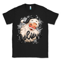 Black believe buffalo plaid white christmas santa claus Classic Tee - MaliasSmallBusiness