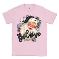 Bubblegum Pink believe buffalo plaid white christmas santa claus Classic Tee - MaliasSmallBusiness