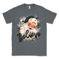 Charcoal Heather believe buffalo plaid white christmas santa claus Classic Tee - MaliasSmallBusiness