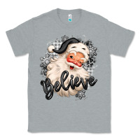 Heather Grey believe buffalo plaid white christmas santa claus Classic Tee - MaliasSmallBusiness