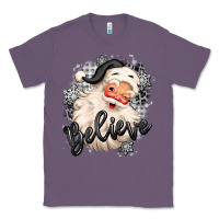 Believe Buffalo Plaid White Christmas Santa Claus Classic Tee | Teevron