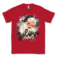 Red believe buffalo plaid white christmas santa claus Classic Tee - MaliasSmallBusiness