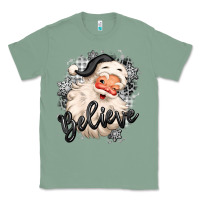 Sage believe buffalo plaid white christmas santa claus Classic Tee - MaliasSmallBusiness