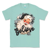 Seafoam believe buffalo plaid white christmas santa claus Classic Tee - MaliasSmallBusiness