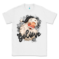 White believe buffalo plaid white christmas santa claus Classic Tee - MaliasSmallBusiness