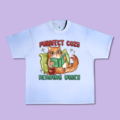 Purrfect Cozy Reading Vibes Urban Heavy Tee Designed By Maliassmallbusiness