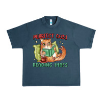 Midnight Navy purrfect cozy reading vibes Urban Heavy Tee - MaliasSmallBusiness