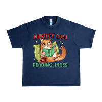 Navy purrfect cozy reading vibes Urban Heavy Tee - MaliasSmallBusiness