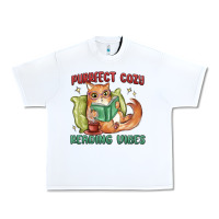 White purrfect cozy reading vibes Urban Heavy Tee - MaliasSmallBusiness