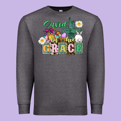 Saved By His Grace Easter Premium Sweatshirt Designed By Cowgirlartshop