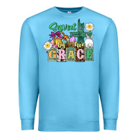 Ocean Blue Saved by his grace Easter Premium Sweatshirt - CowGirlArtShop