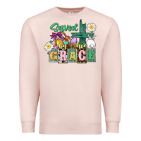 Pale Pink Saved by his grace Easter Premium Sweatshirt - CowGirlArtShop