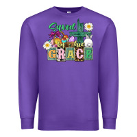 Purple Saved by his grace Easter Premium Sweatshirt - CowGirlArtShop