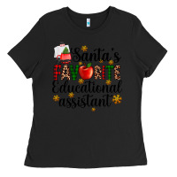 Black santa's favorite educational assistant Ladies Tee - AdoDesignShop