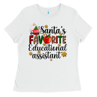 White santa's favorite educational assistant Ladies Tee - AdoDesignShop