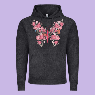 Floral Butterfly Vintage Hoodie Designed By Maliassmallbusiness