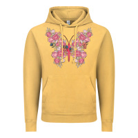 Vintage Mustard floral butterfly Vintage Hoodie - MaliasSmallBusiness