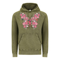 Vintage Olive floral butterfly Vintage Hoodie - MaliasSmallBusiness