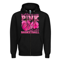 Black In October We Wear Pink and Watch Basketball Zipper Hoodie - texasbilliewilder