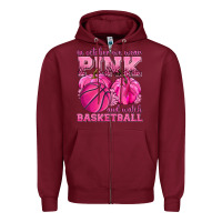 Burgundy In October We Wear Pink and Watch Basketball Zipper Hoodie - texasbilliewilder