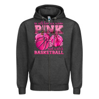 Charcoal Heather In October We Wear Pink and Watch Basketball Zipper Hoodie - texasbilliewilder