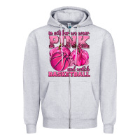 Heather Grey In October We Wear Pink and Watch Basketball Zipper Hoodie - texasbilliewilder