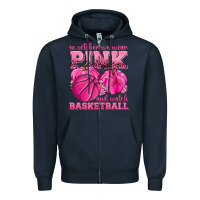 Navy In October We Wear Pink and Watch Basketball Zipper Hoodie - texasbilliewilder