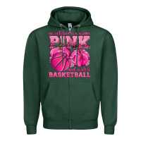 Sports Green In October We Wear Pink and Watch Basketball Zipper Hoodie - texasbilliewilder