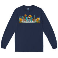 Navy american football mom libbey glass Long Sleeve Tee - BundleAndBundleShop