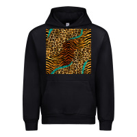 Black safari animals turquoise glitter seamless pattern Urban Hoodie - BundleAndBundleShop