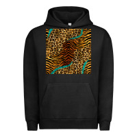 Pigment Black safari animals turquoise glitter seamless pattern Urban Hoodie - BundleAndBundleShop