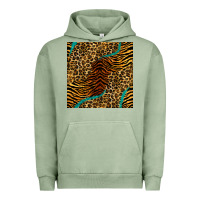 Pigment Oil Green safari animals turquoise glitter seamless pattern Urban Hoodie - BundleAndBundleShop